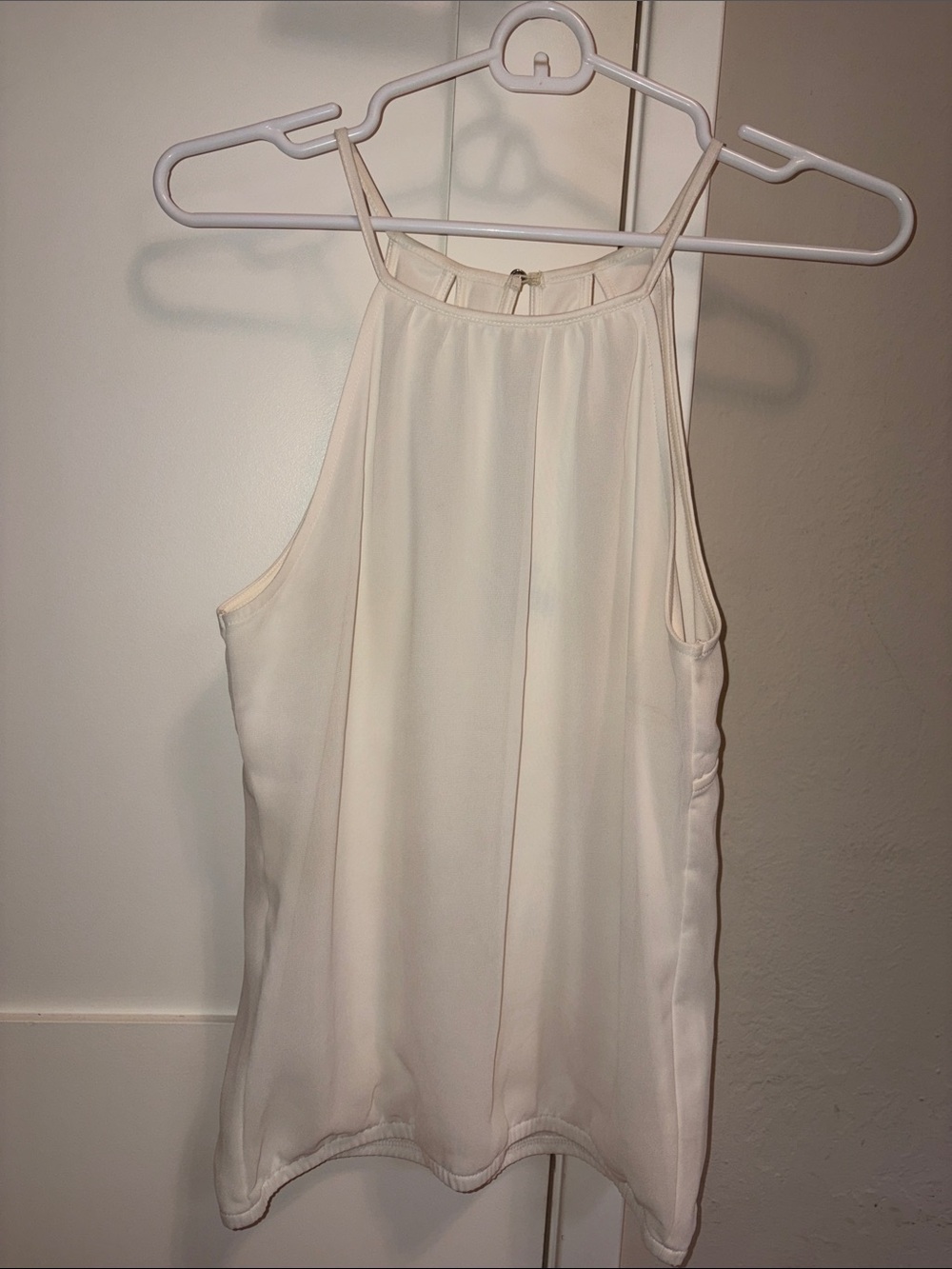 Cream High Neck Tank Top